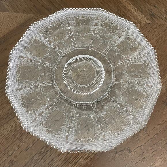 Vintage Imperial Glass Zodiac Serving Platter Plate MCM Tray Heisley? Clear READ - Picture 1 of 14